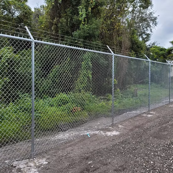 Wholesale High Security Galvanized Chain Link Fence Cost with Barbed Wire on Top.