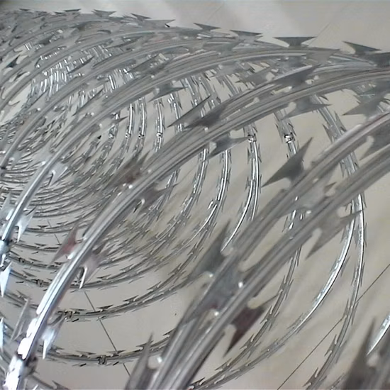 Hot Dipped /Galvanized Razor Barbed Concertina Wire for Border Wall/Airport Concertina Razor Barbed Wire
